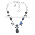 Labradorite E Multi Gemstone 925 Solid Silver Necklace